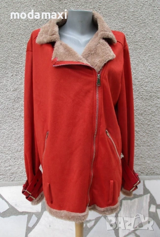 3XL Ново кожухче от велур, снимка 3 - Палта, манта - 53180511