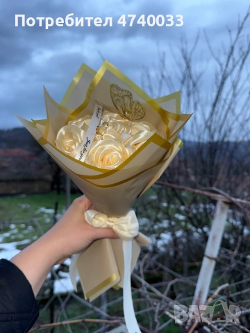 Вечен букет от сатенени рози на специална цена, снимка 2 - Изкуствени цветя - 53699077