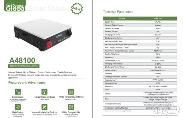 Батерии Dyness low voltage за соларни инсталации, снимка 1 - Друга електроника - 45074332