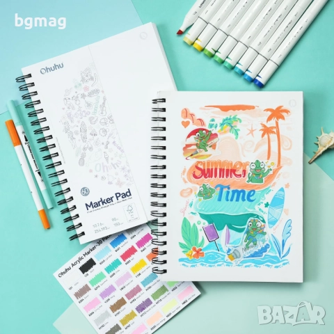 Ohuhu двустранен скицник 254 x 193 mm, 60 страници/30 листа - 150 g/m² Блок за рисуване, снимка 6 - Ученически пособия, канцеларски материали - 52186783