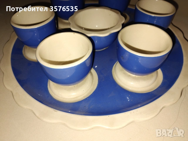 Антикварен сервиз за яйца Villeroy & Boch Dresden (1874-1909) Кобалт, снимка 2 - Антикварни и старинни предмети - 53652128