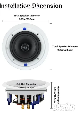 Активни 6,5-инчови Bluetooth и AUX говорители за вграждане., снимка 4 - Bluetooth тонколони - 49930349