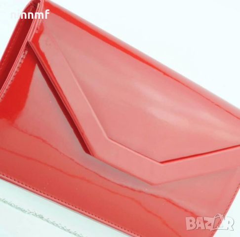 Клъч-официална чанта, лак в червен цвят, снимка 2 - Чанти - 45545184