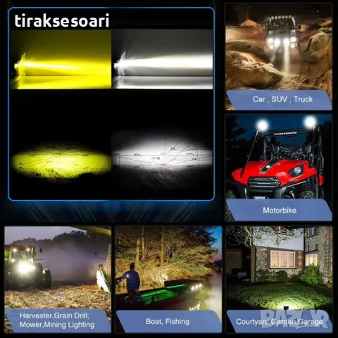 Универсален 3 LED Диоден фар къси дълги и халоген за мотори ATV Джип, снимка 6 - Аксесоари и консумативи - 49335754