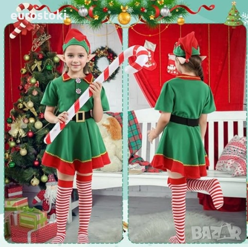 Детски коледен костюм на Елф Raveparty, от 7 части, карнавален костюм на Коледен Елф за момичета , снимка 2 - Детски комплекти - 52567647