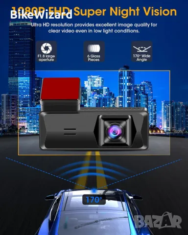 Jansite WiFi Dash Cam 1080P видеорегистратор НОВ, снимка 4 - Аксесоари и консумативи - 46854109