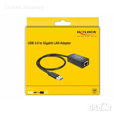 Delock Adapter USB 3.0 > Gigabit LAN 10/100/1000 Mbps , снимка 3 - Кабели и адаптери - 51766714