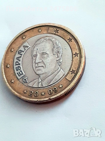 Колекционерска монета - 1 евро -Хуан Карлос- с грешка, снимка 3 - Нумизматика и бонистика - 53203341