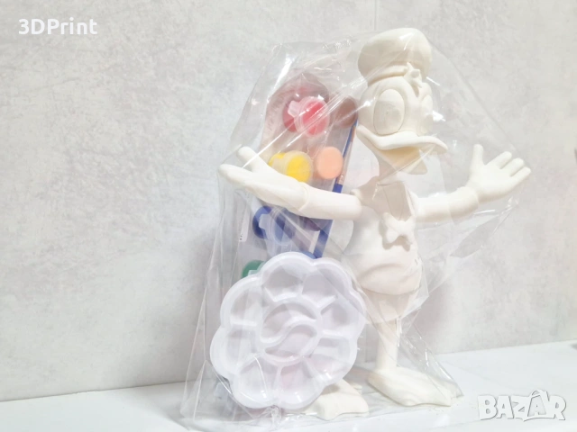 Комплект за оцветяване – 3D фигура Доналд Дък + бои и палитра (21 см), снимка 3 - Рисуване и оцветяване - 53648890