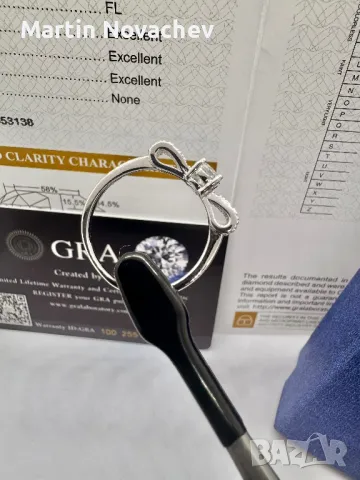 Сребърен пръстен с мойсанит (Диамант) 0.5 карата, снимка 9 - Пръстени - 50101893