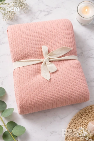 Меко памучно одеало в цвят праскова