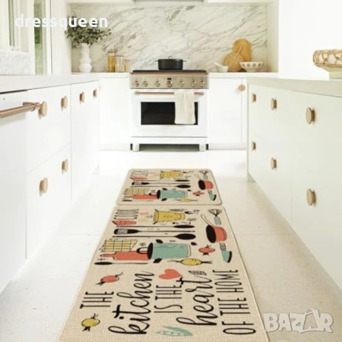4577 Гумирани пътеки за кухня с висока устойчивост – Комплект 40x60см + 40x120см, снимка 7 - Пътеки - 53815403