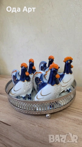 Руски порцелан, ЛФЗ: солница/пиперник Пуйка и Петел 