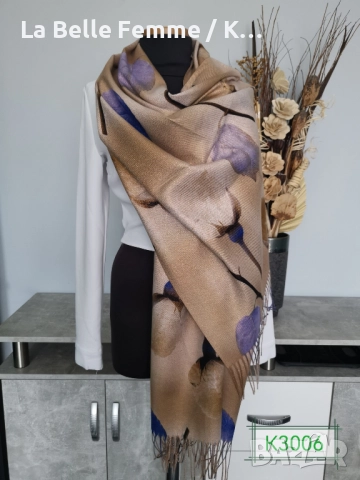 Шалове от шашмир с втъкана златна нишка, снимка 18 - Шалове - 51941414