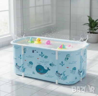 Сгъваема преносима вана XXL с възглавница и топлоизолация – Комфорт и удобство в малката баня, снимка 5 - Душ кабини и вани - 52871318