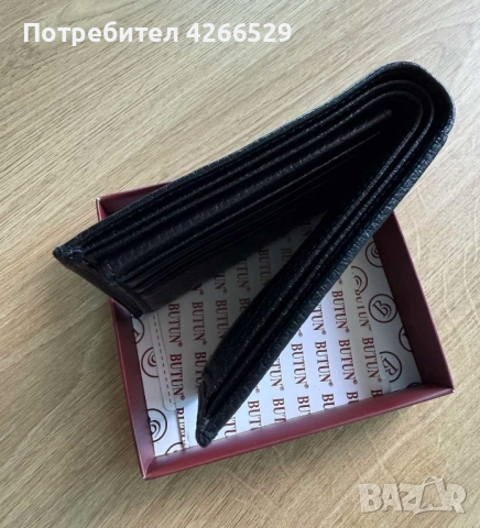 Мъжки черен кожен портфейл, снимка 2 - Портфейли, портмонета - 52479985