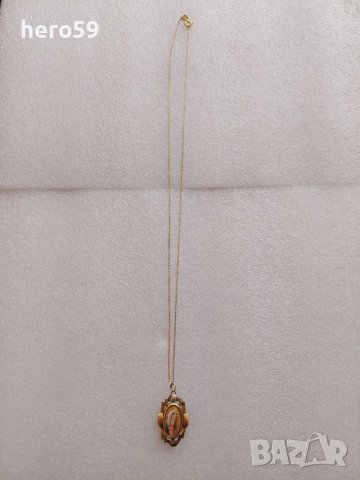Златно колие"медальон"с емайлирана богородица, снимка 10 - Колиета, медальони, синджири - 46261197