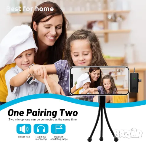 Двоен безжичен петличен  микрофон Sjpzwcrl, снимка 2 - Микрофони - 49772908