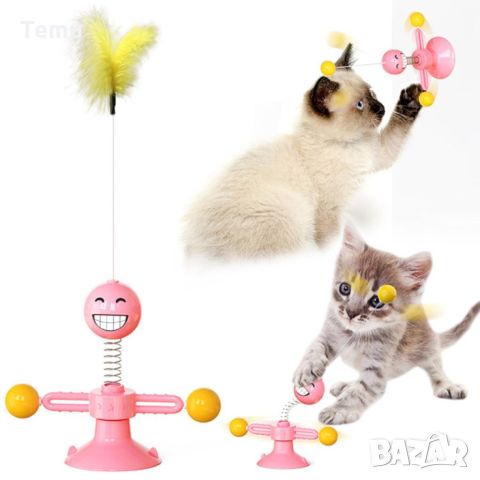Забавна и възпитателна въртяща се играчка за котки - цвета се изпраща според наличността в склада, снимка 2 - За котки - 45718339