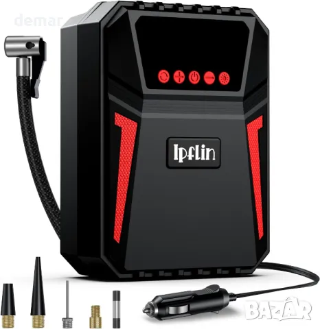 Ipflin преносима помпа за гуми 12V DC, предварително зададено налягане и автоматично изключване