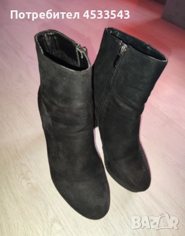 Черни велурени боти на ток, снимка 2 - Дамски боти - 52009251