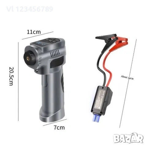 Преносим компресор с jump starter цифров 4 в 1, снимка 3 - Аксесоари и консумативи - 53831124