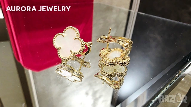 Van Cleef & Arpels VCA Gold Mother of Pearl Vintage Alhambra Clips Дамски Обеци, снимка 3 - Обеци - 54274775