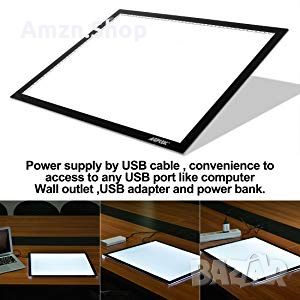 AGPTEK LED светлинна дъска A4 магнитна светеща подложка за диамантено рисуване, снимка 13 - Други - 45966480