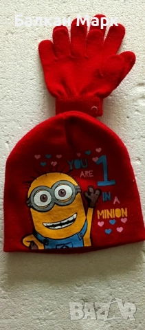 ОРИГИНАЛНИ ЗИМНИ ДЕТСКИ КОМПЛЕКТИ ШАПКА + РЪКАВИЦИ МИНЬОНИ, различни мотиви и цветове , снимка 8 - Шапки, шалове и ръкавици - 52086756