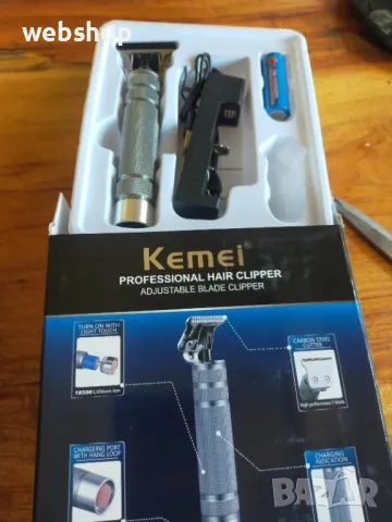 Тример за коса и брада Kemei KM-1974B, 5W, 1200 mAh, Сребрист
