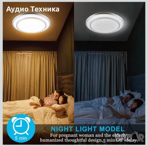 50лв. Чисто нова елегантна лед лампа с дистанционно и различни режими на светене. 45W. , снимка 3 - Лед осветление - 49734516