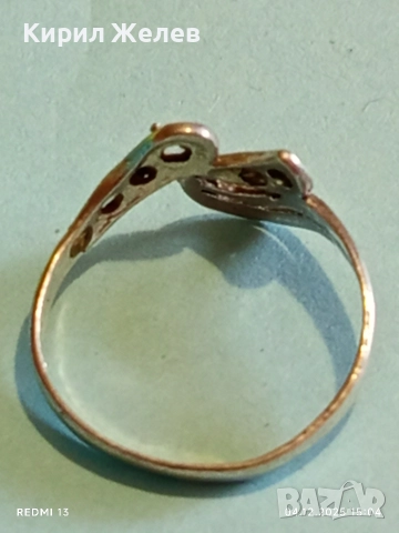 Красив сребърен пръстен с инкрустирани камъни МАРКАЗИТ много красив 50168, снимка 3 - Пръстени - 52651275