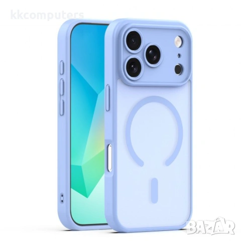 Кейс Mag Matt с отвори за камерите за iPhone 17 Pro Max (6.9) светлосин и Протектор