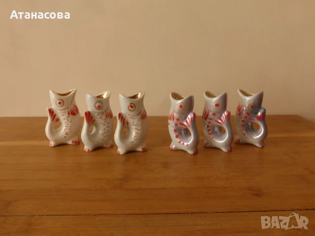 Украински порцеланов сервиз за ракия чаши и кана Риби 1960 г риба, снимка 7 - Сервизи - 51001517