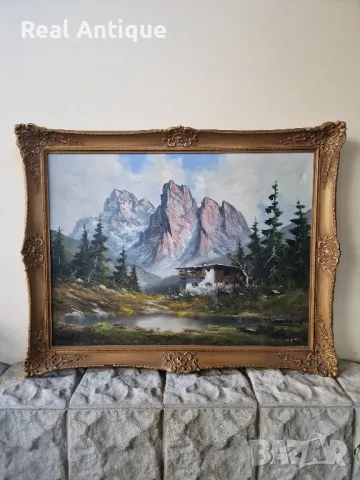 Превъзходна антикварна авторска холандска картина масло върху платно , снимка 1