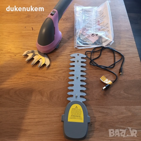 Aкумулаторна ножица за трева и храсти 2 в 1, 7.2V, 2000 mAh батерия, 2 ножа, розова, снимка 6 - Градински инструменти - 53333289