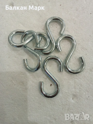 Лот 5 бр. S-образни куки (6х60 мм) – Поцинковани