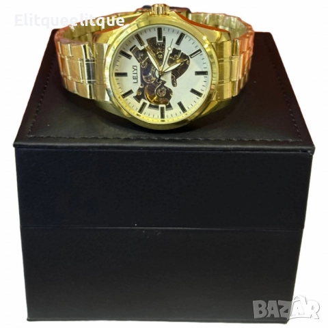 Луксозен, механичен, златист часовник