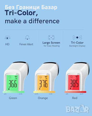 Нов Инфрачервен безконтактен термометър с аларма памет бързо измерване , снимка 3 - Други - 46452085