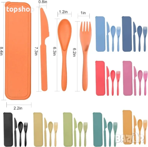 НОВИ комплект дебели пластмасови прибори за многократна употреба в кутийки, 8 комплекта. Включва..., снимка 4 - Прибори за хранене, готвене и сервиране - 50495036