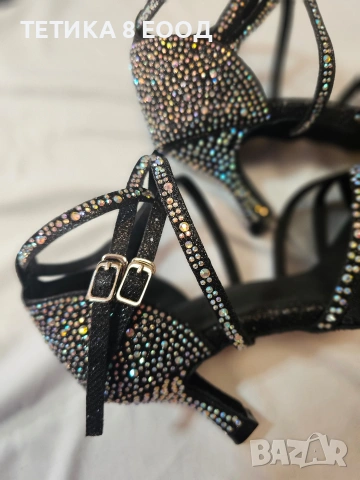 Дамски обувки за латино танци с кристали – салса, танго, валс, бачата, снимка 14 - Дамски обувки на ток - 54136902