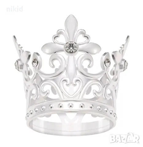 Малка корона с декор сърце и цвете с камъчета метална за украса декор на торта парти, снимка 2 - Други - 50194516
