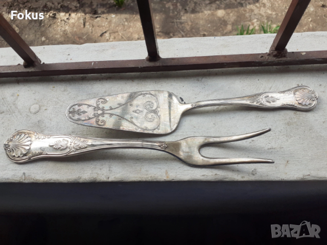 Стари антикварни посребрени прибори 2 бр. маркирани, снимка 4 - Антикварни и старинни предмети - 53711990