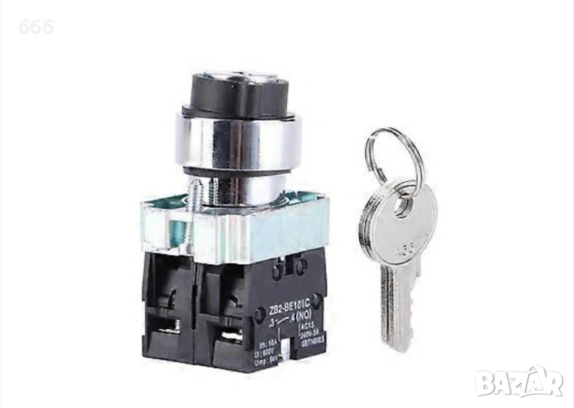 2-позиционен ключ, самонулиращ се, заключване с захранване, комплект ключове ZB2-BE101 ZB2-BE102C