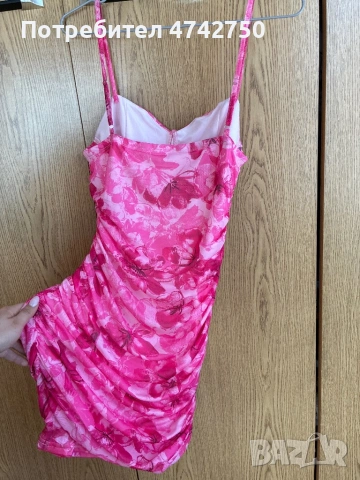 Флорална розова рокля, снимка 4 - Рокли - 53560455