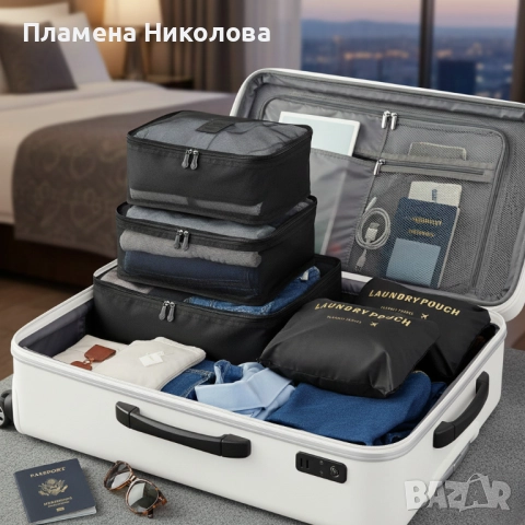 Комплект органайзер за багаж с 6 чанти за подреден и лесен транспорт, снимка 5 - Органайзери - 52988021
