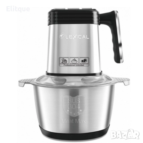 Електрически кухненски чопър Lexical LCH-1966 – 400W, 3 л, 3 скорости, снимка 8 - Чопъри и пасатори - 52889025