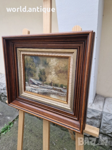 Страхотна антикварна белгийска авторска майсторска картина масло върху платно , снимка 5 - Картини - 52990679