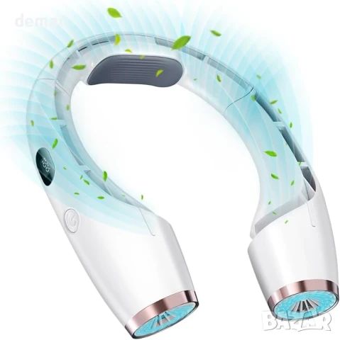 Преносим вентилатор за врата WITHOUSE, 3 скорости, LED дисплей, ултра тих, акумулаторен, бял