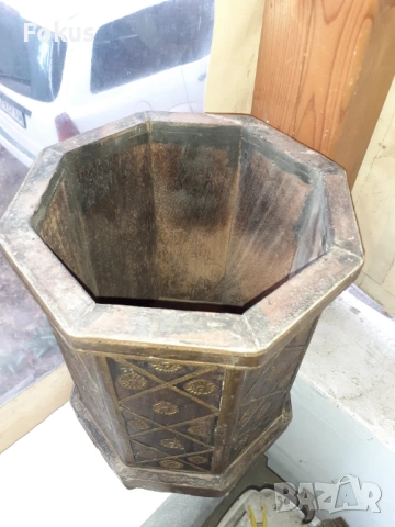 Стара красива поставка за чадъри дърво и бронз, снимка 3 - Антикварни и старинни предмети - 53389564